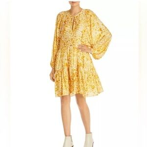 ANINE BING Marigold Leo Madison Dress Yellow Patterned Women's Dress. Size M